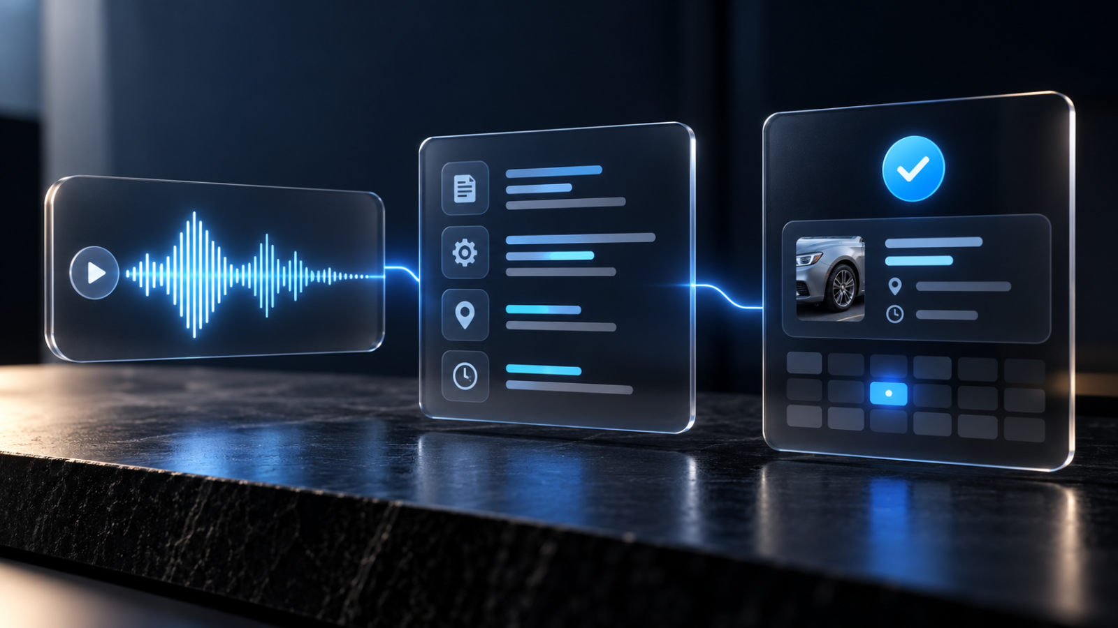 Assistente AI che comprende un messaggio vocale e registra automaticamente un appuntamento.